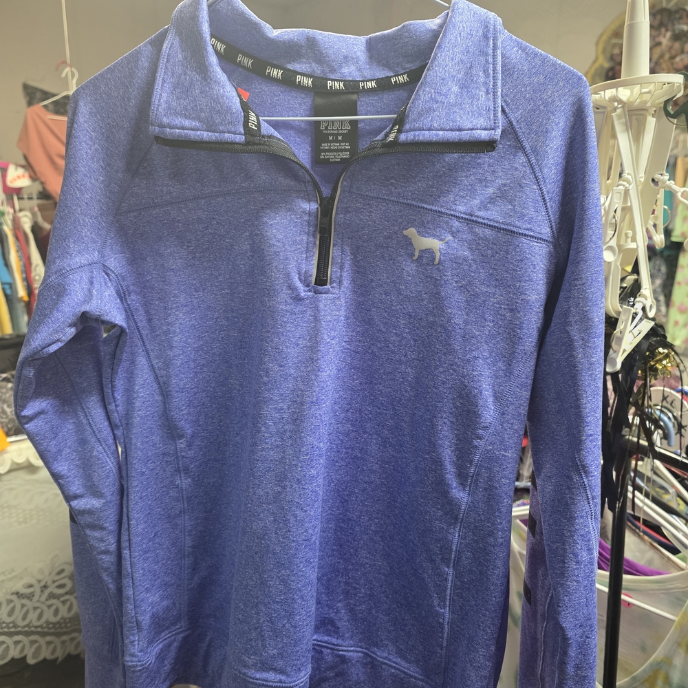PINK Quarter-Zip Pullover in Heathered Purple